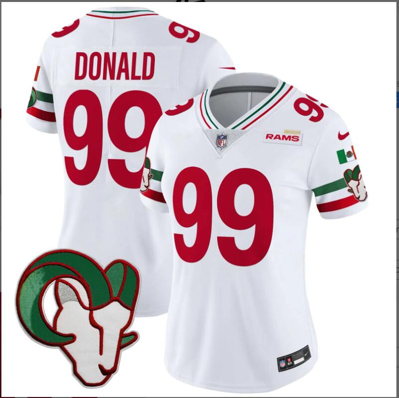 Women Los Angeles Rams #99 Donald Mexico Vapor Limited 2024 NFL Nike white jerseys->women nfl jersey->Women Jersey